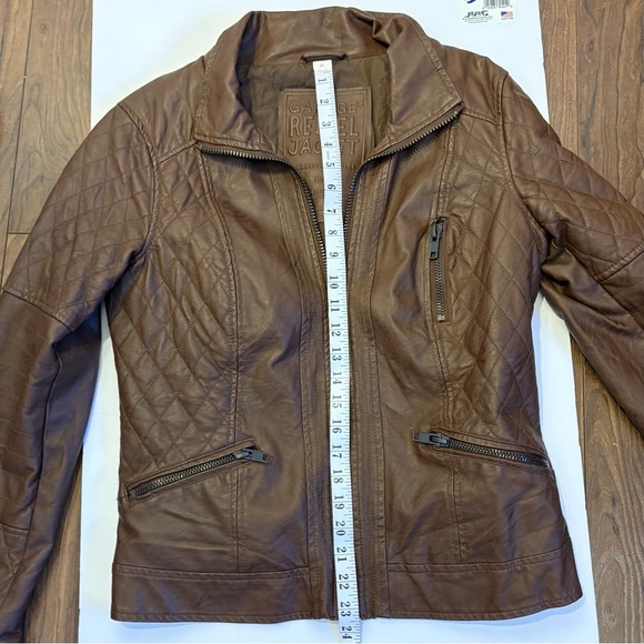 Garage Rebels Quilted Brown Faux Leather Jacket – Women’s size medium - Picture 4 of 9